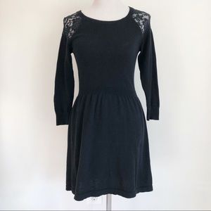 American Eagle Outfitters Black Sweater Dress with Lace Shoulders, size Small